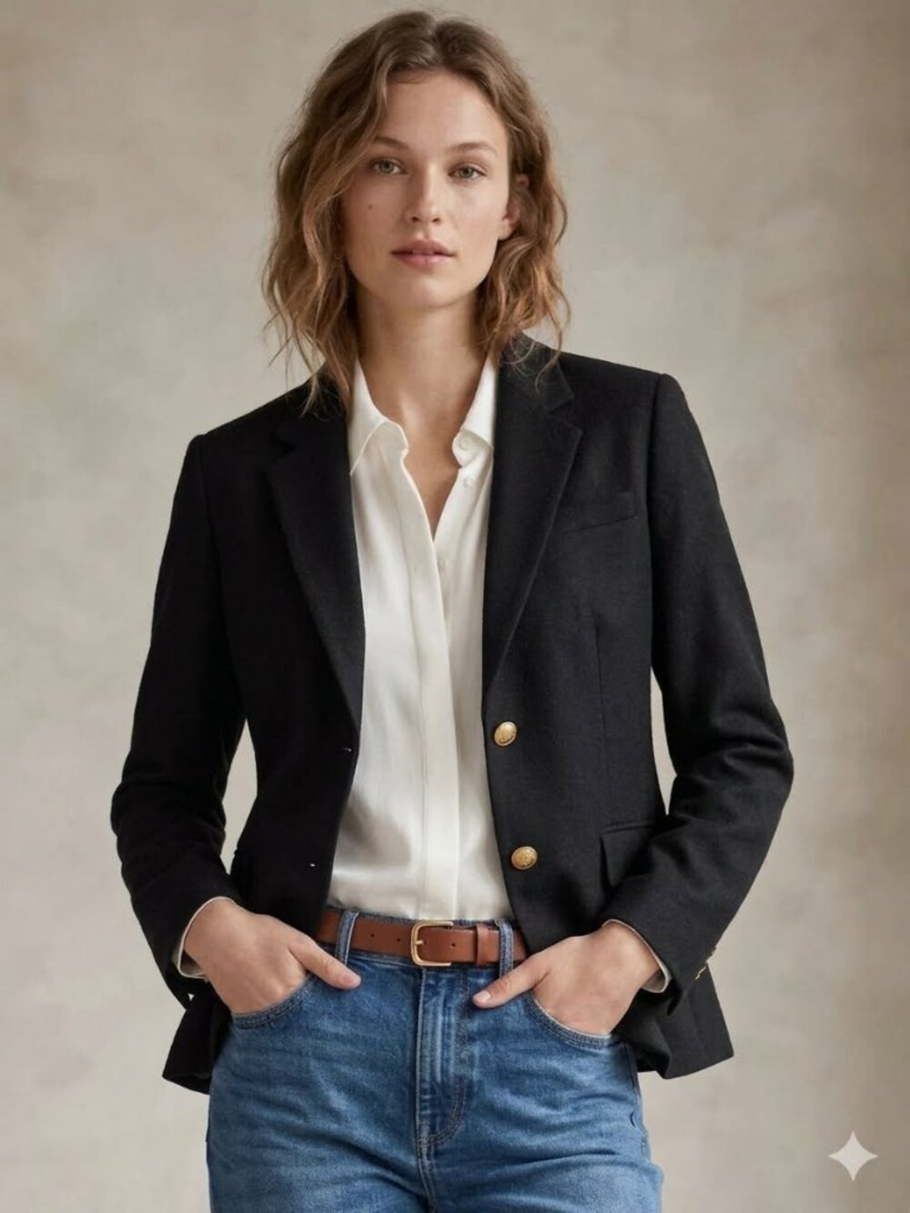 J. Crew Women's Black Schoolboy Wool Blend Blazer Gold Crest Buttons Size 2